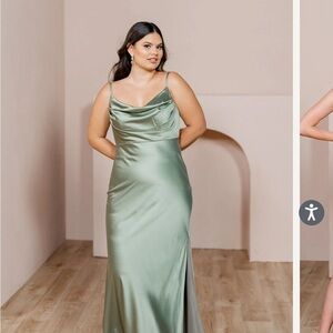 Revelry Silver Sage Satin Size 4 Bridesmaid Dress